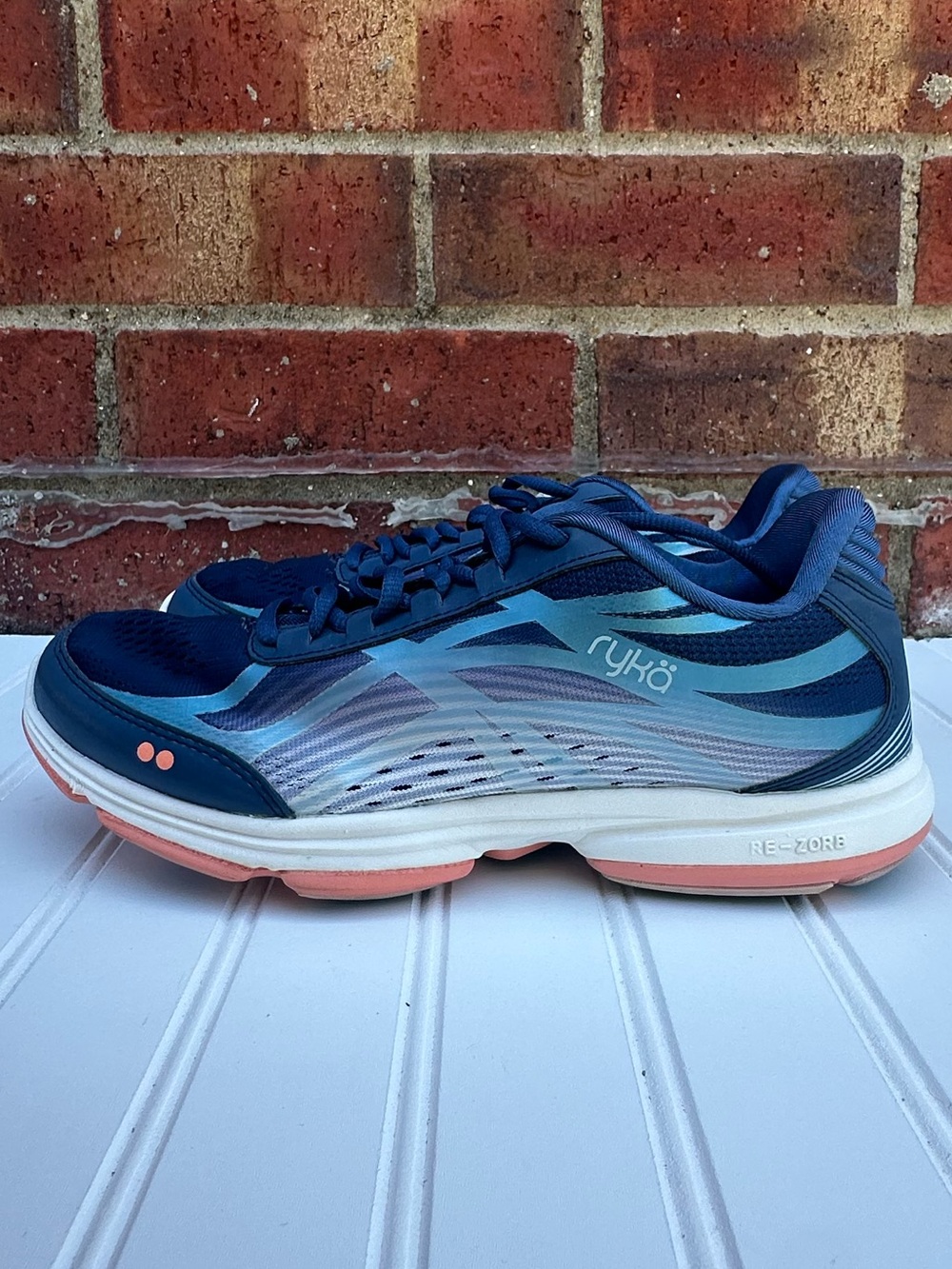 Ryka RE-ZORB Athletic Running Shoe Navy Coral Walking Sneakers Gym Sport Outdoor